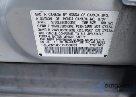 2005 Acura Mdx from USA, damaged, VIN 2HNYD188X5H506763